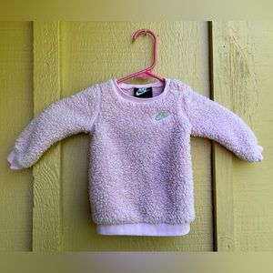 Pink Sherpa Nike Sweatshirt size 9M